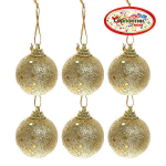 Новогодние шары 4 см (набор 6 шт) "Блестящее напыление", золото (Серпантин)