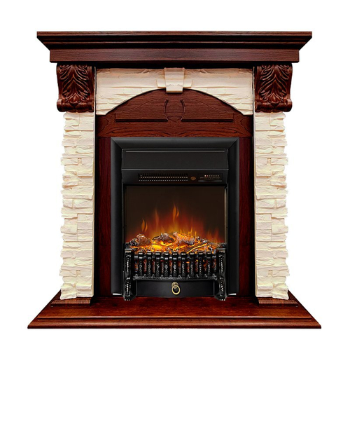 Каминокомплект Dublin (Разборный) - Орех каньон / Сланец  с очагом Fobos FX M Black RC