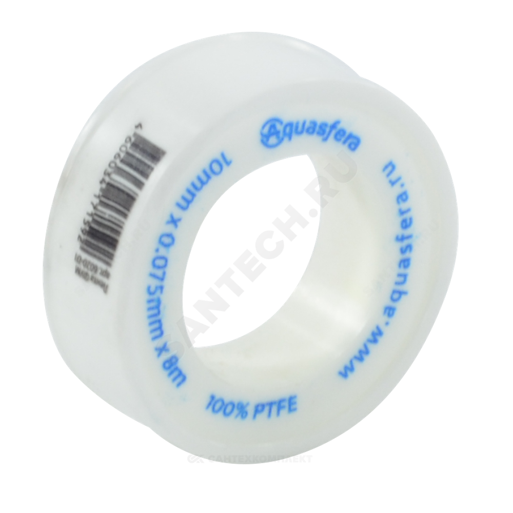 Лента ФУМ PTFE 6020 10ммх0,075ммх8м катушка среда: вода Aquasfera 6020-01