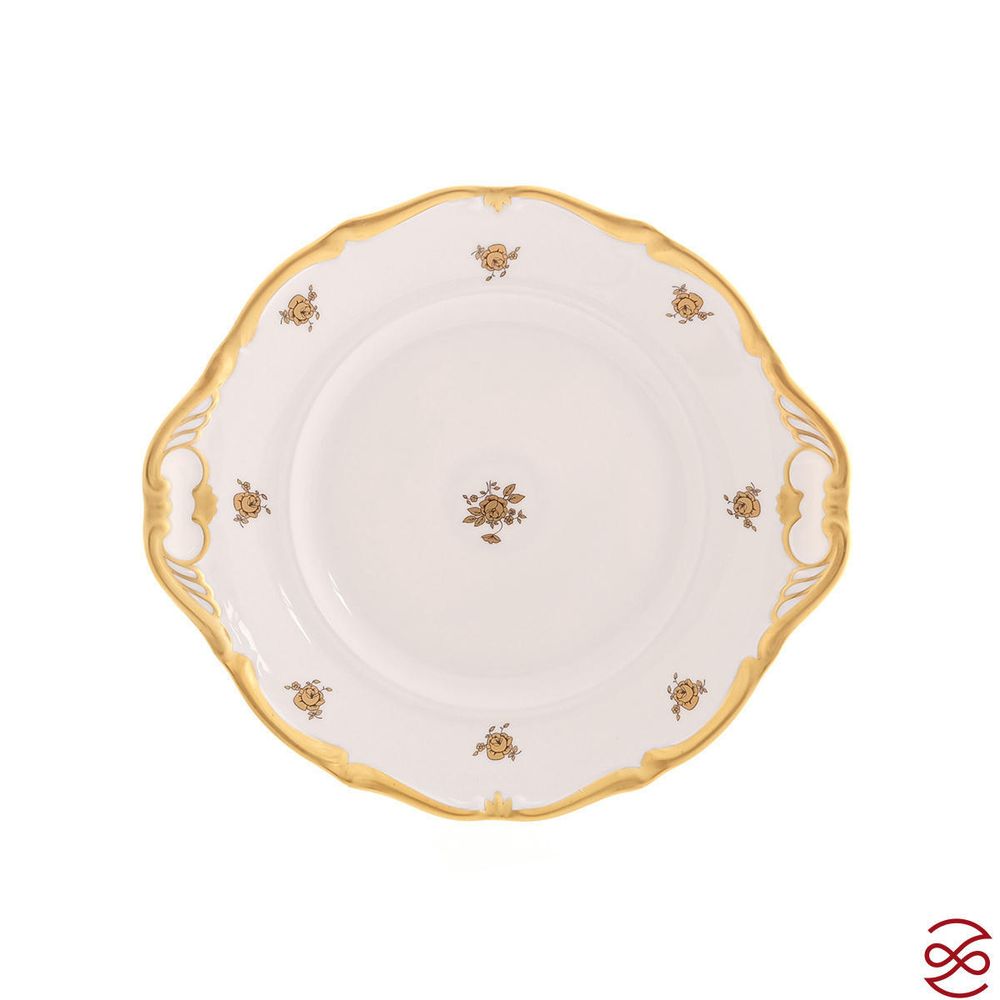 Тарелка для торта Queen's Crown Золотая роза 27 см