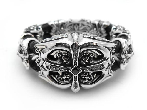 Браслет мужской из серебра и кожи Great Cross AZB-029M