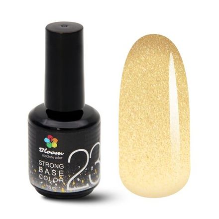 Bloom Strong base Color 23 - База жесткая прозрачная с золотым шиммером, 15 мл