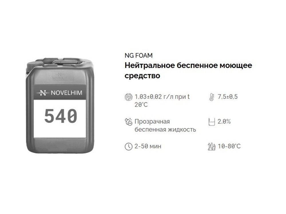 540 NG Foam Нейтральное беспенное моющее средство. Канистра 20л.