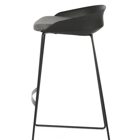 Барный стул Wally 76 см, черный с серым сиденьем