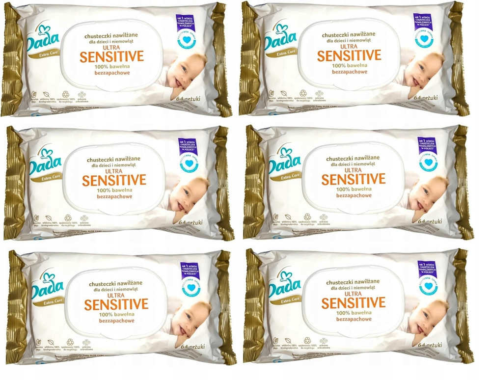 Салфетки влажные для детей и младенцев Ultra Sensitive Dada Extra Care, 64 шт