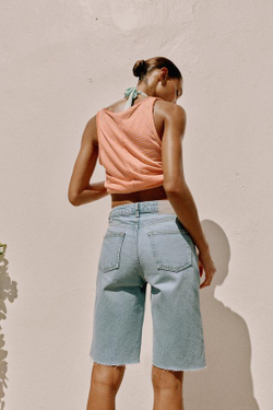 ZARA ДЖИНСОВЫЕ ШОРТЫ Z1975 СО СРЕДНЕЙ ПОСАДКОЙ, ВЫЦВЕТШИЙ СИНИЙ