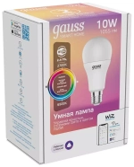 Лампа Gauss Smart Home A60 10W 1055lm 2700-6500К E27 RGBW+изм.цвет.темп.+диммирование LED 1180112