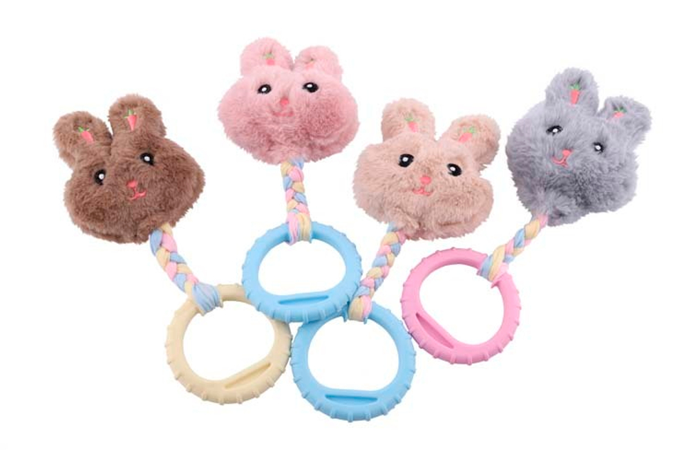 Nunbell игрушка-пищалка для собак Зайчик с кольцом