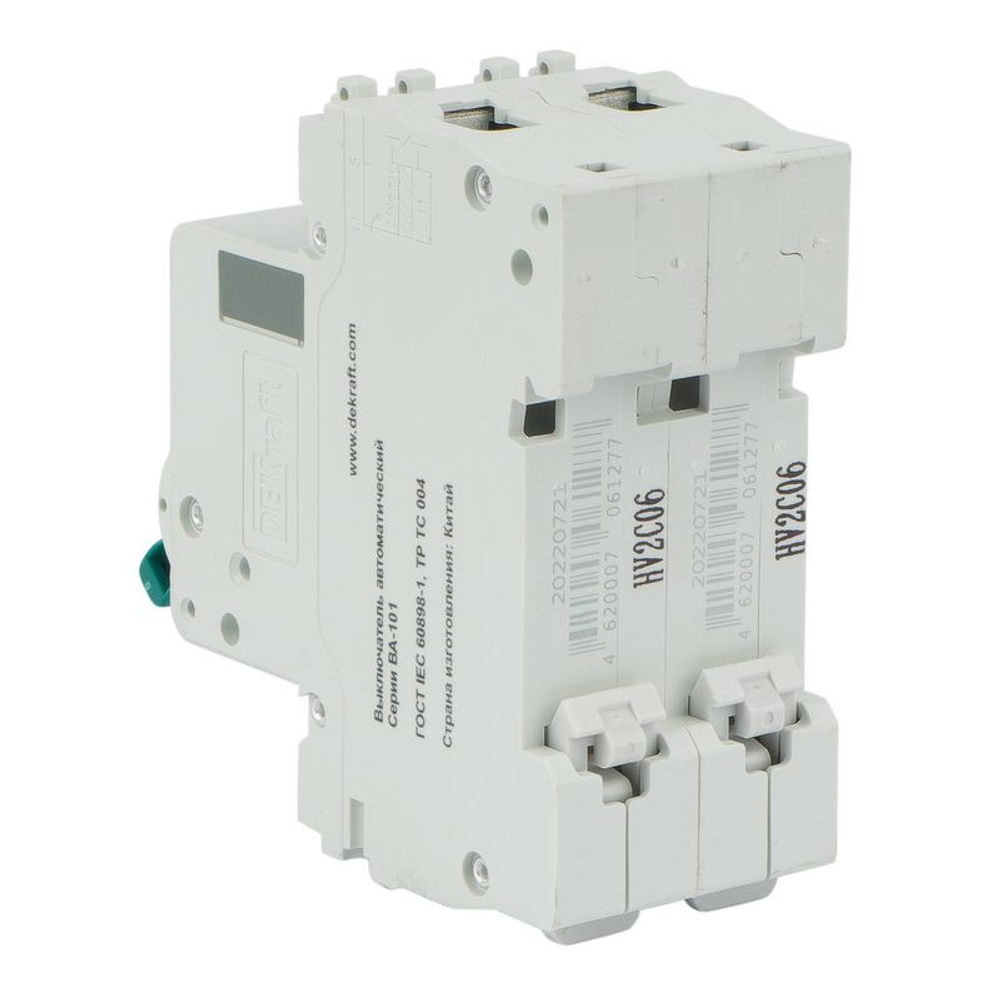 Выключатель автоматический двухполюсной C 6А 4.5кА DEKraft