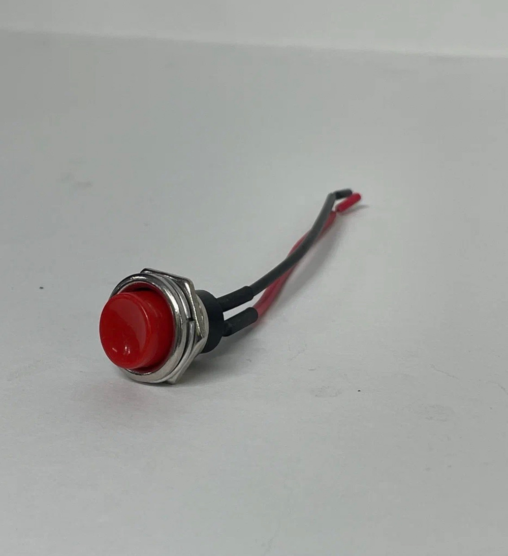 Выключатель 2-х контактный без фиксации, кнопка, с проводом 12 - 250В, 2А, TG (1 шт.)