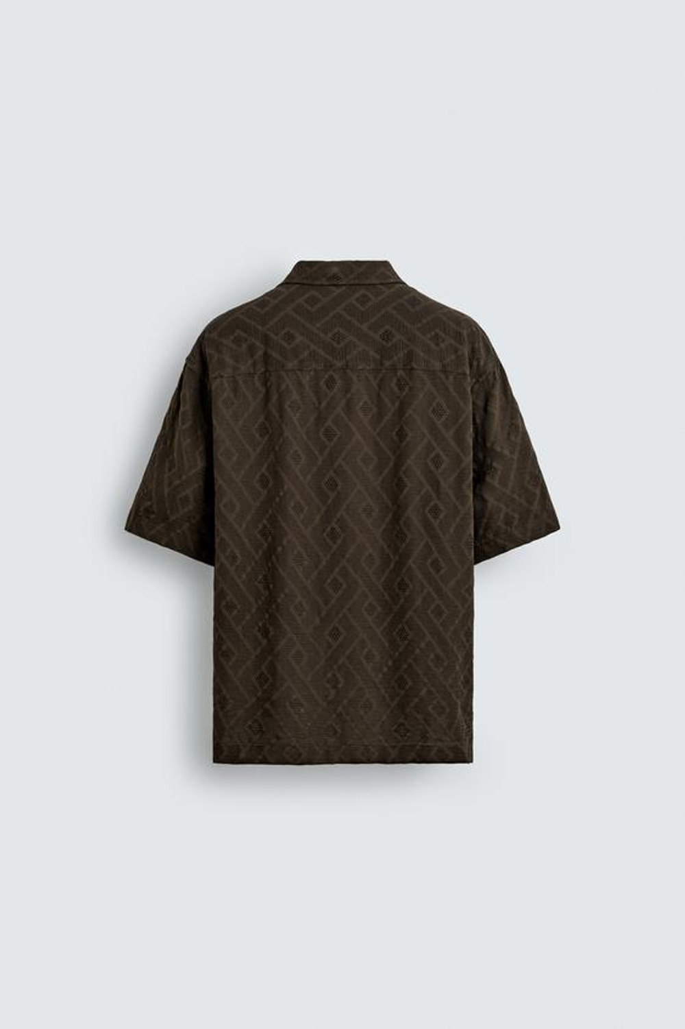 ZARА РУБАШКА JACQUARD С ГЕОМЕТРИЧЕСКИМ УЗОРОМ, КОРИЧНЕВЫЙ