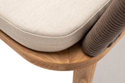 "Марсель" стул плетеный из роупа, основание дуб, роуп коричневый круглый, ткань бежевая 15052