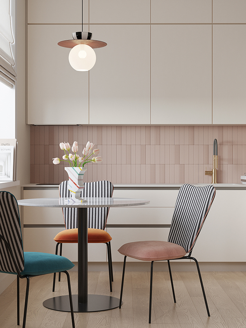 Стул pompadour, велюр, пыльная роза