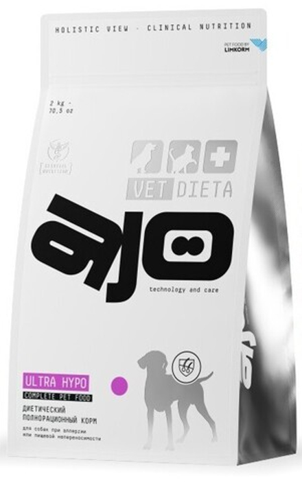 DOG Айо Vet Dieta Ultra Hypo Диета сухой корм для собак при аллергии или пищевой непереносимости 2кг