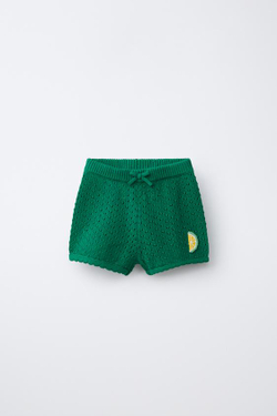 ZARA Х CASA LAWA ТРИКОТАЖНЫЕ ШОРТЫ, ЗЕЛЕНЫЙ
