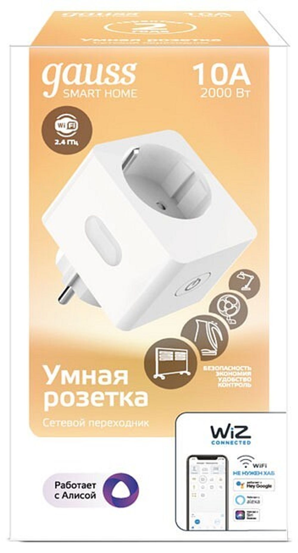 Розетка умная Gauss Smart Home 10А 5510122