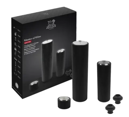 Peugeot Электрический штопор Reverse Master of Wine + набор насосов черный