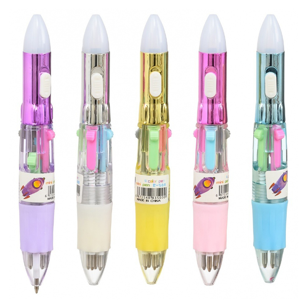 Ручка шариковая, автоматическая, 4в1, Basir, 4-рех цветная, серия "РАКЕТА", с резиновой фигуркой, 36 шт