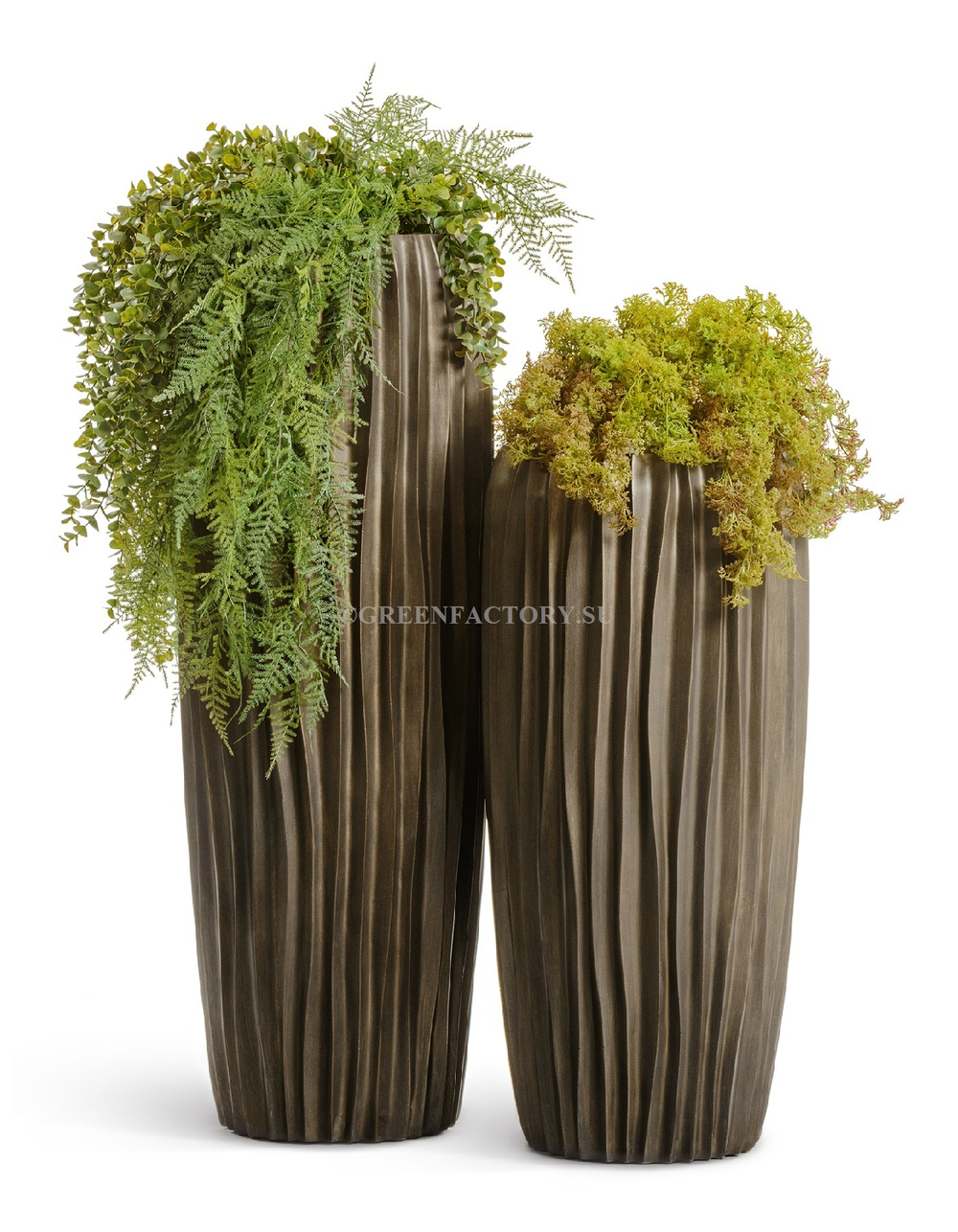 Кашпо TREEZ Effectory - Metal - Высокий конус Design Wave - Чернёная бронза