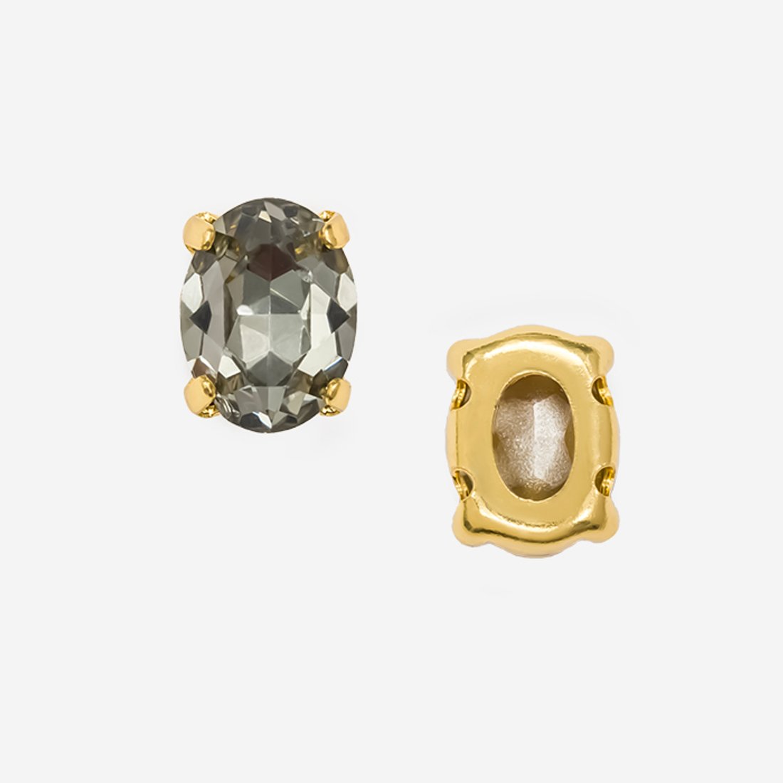 Овал (Oval Fancy Stone) в цапах, оттенок "Black Diamond", 8*6мм, позолота