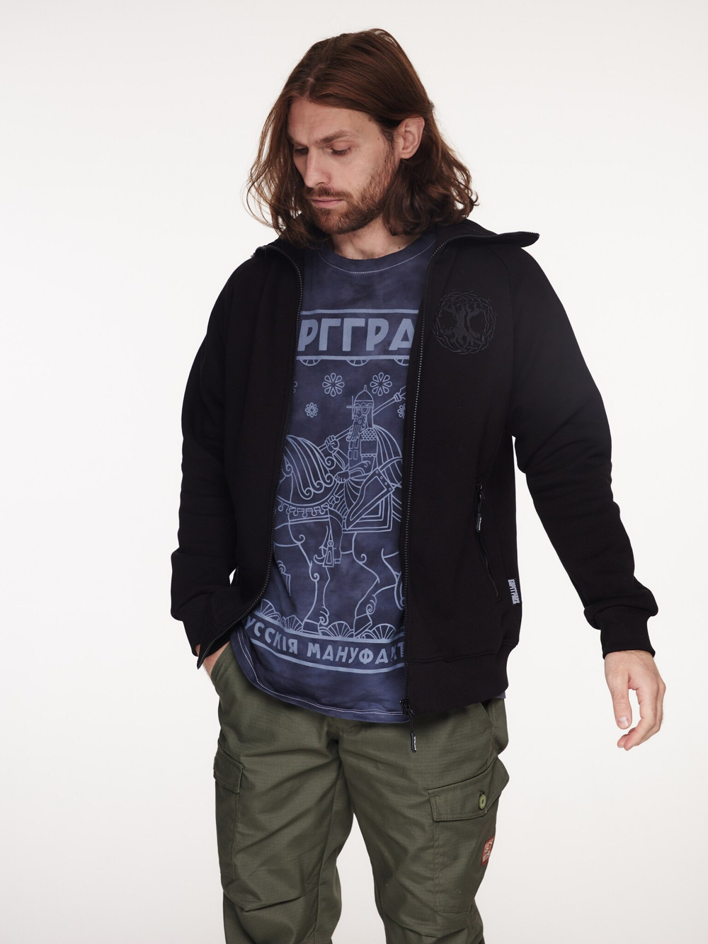 Худи Варгградъ мужской чёрный "Скаут" с начёсом