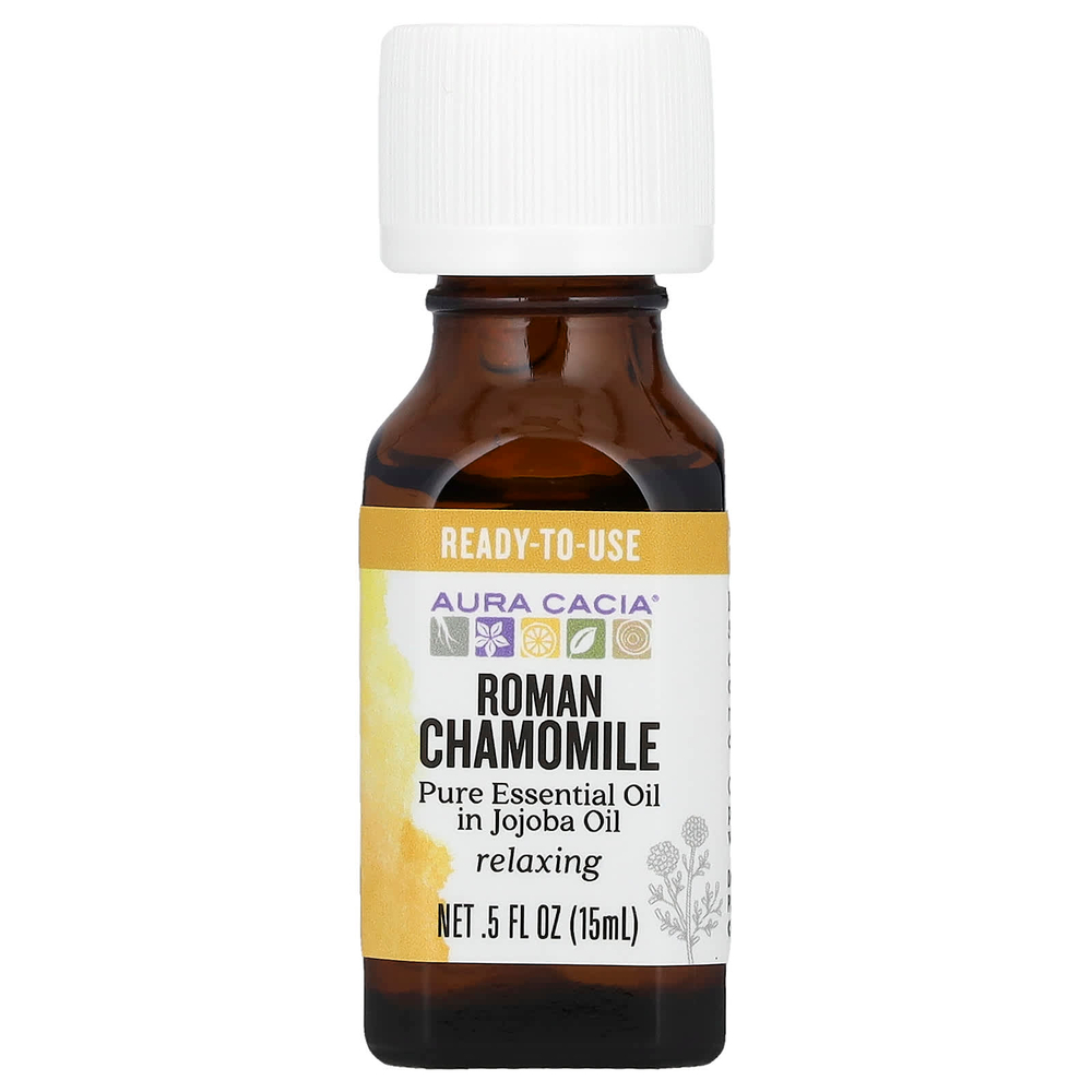 Aura Cacia, чистые эфирные масла, римская ромашка, 15 мл (0,5 жидк. унции)