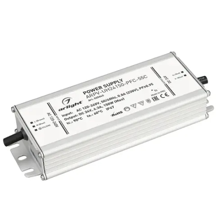 Блок питания ARPV-UH24150-PFC-55C (24V, 6.3A, 150W) (Arlight, IP67 Металл, 5 лет) 025045