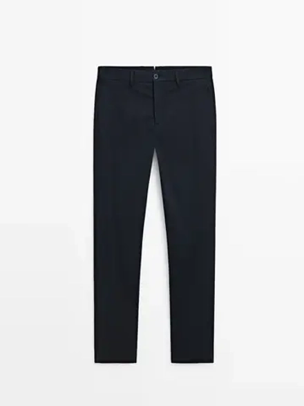 Massimo Dutti Зауженные брюки чинос из хлопка, темно-синий