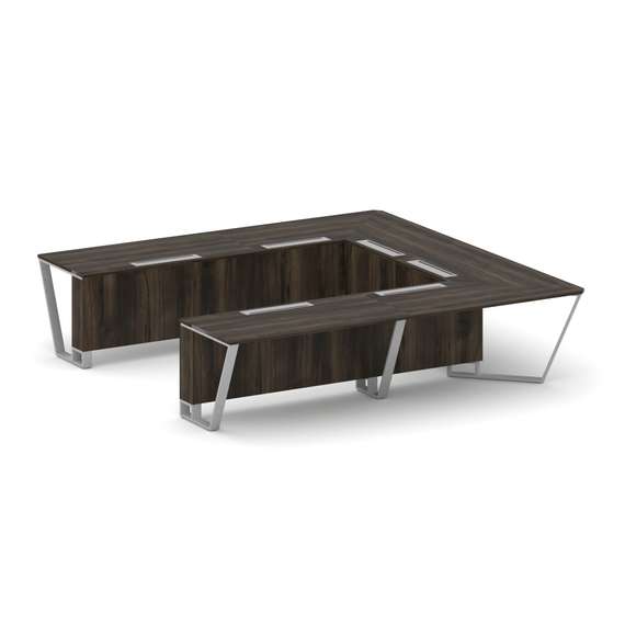 Steel Meet Стол переговорный П-образный KD-PR.B.SP-11P Дуб Мали/Металл Серый 3200*3200*750