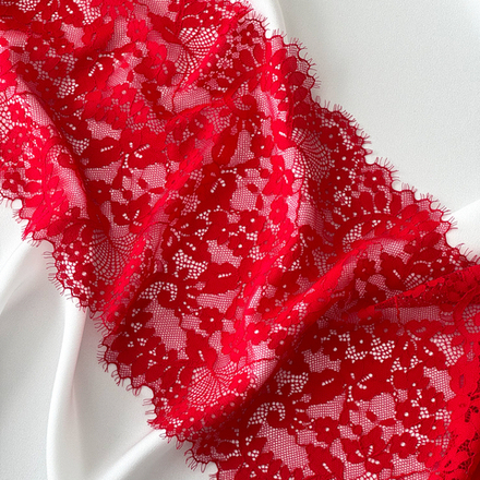 Кружево эластичное КРАСНЫЙ ГРАНАТ (реснички) 23 см