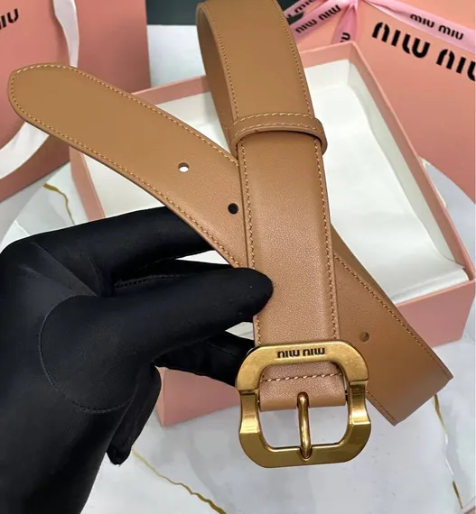 Кожаный ремень Miu Miu, коричневый