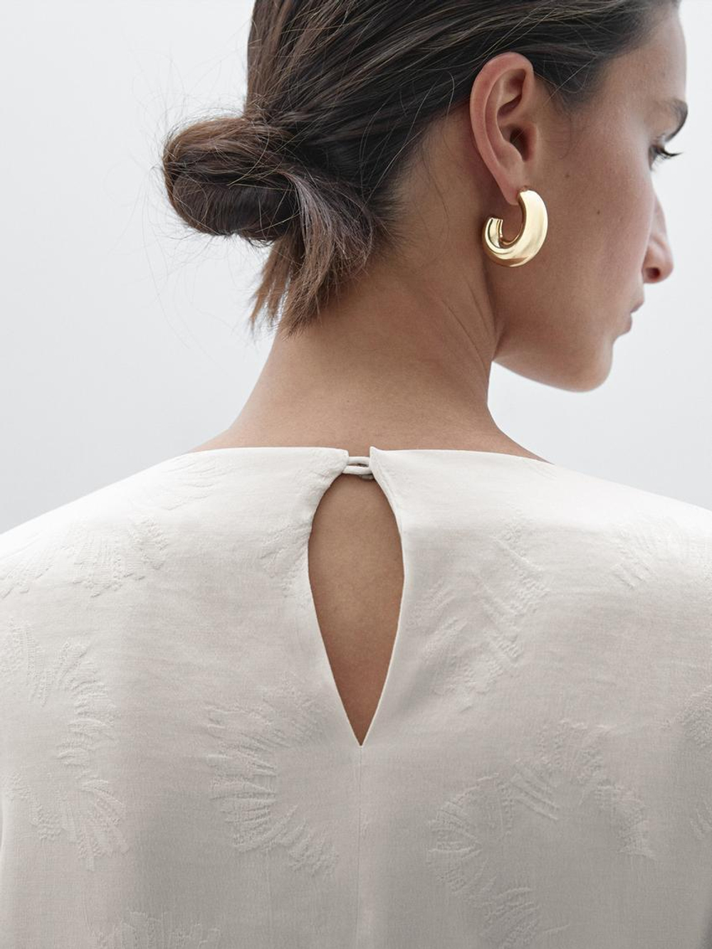 Massimo Dutti Струящийся топ с рукавами-накидкой, натуральный