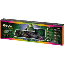 Клавиатура и мышь комплект Intro DX750 игровые 1200-3600dpi + коврик черный | Комплекты (клавиатура+мышь)