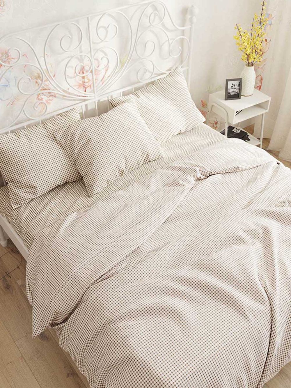 Комплект наволочек 2шт Сказка "Бежевая клеточка" 50х70 см