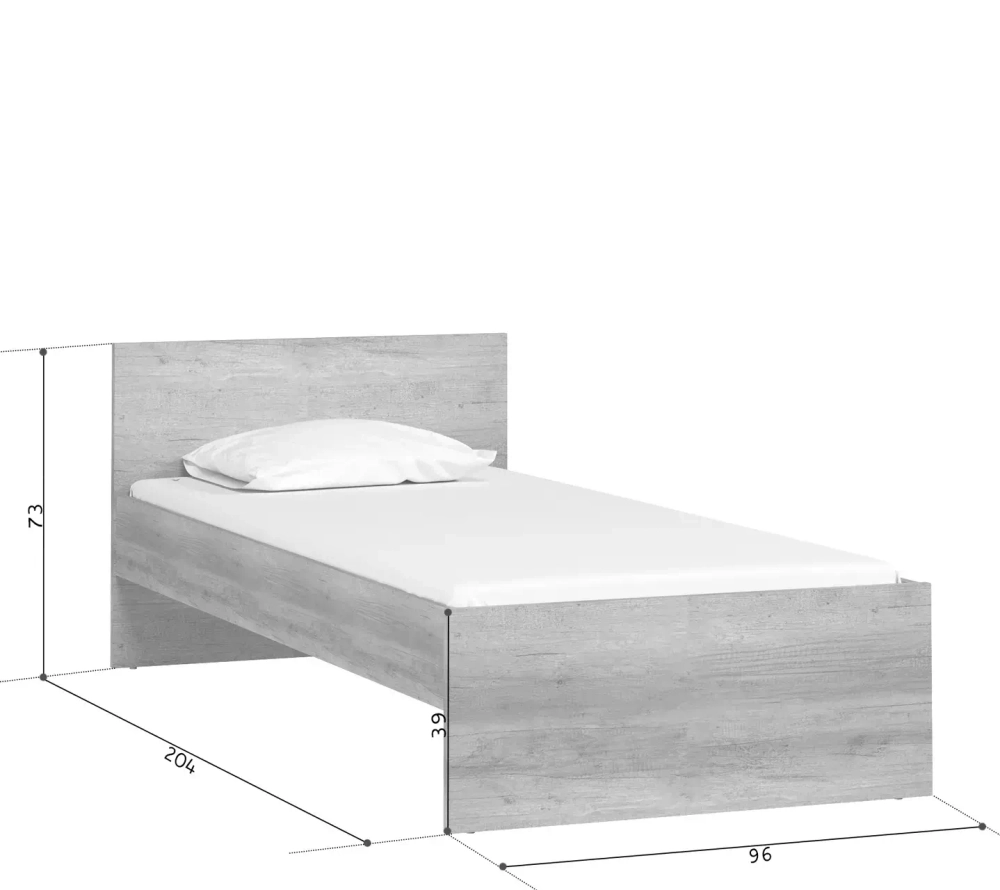 Односпальная кровать коллекции Мальколм дуб каньон монумент/серый вольфрам