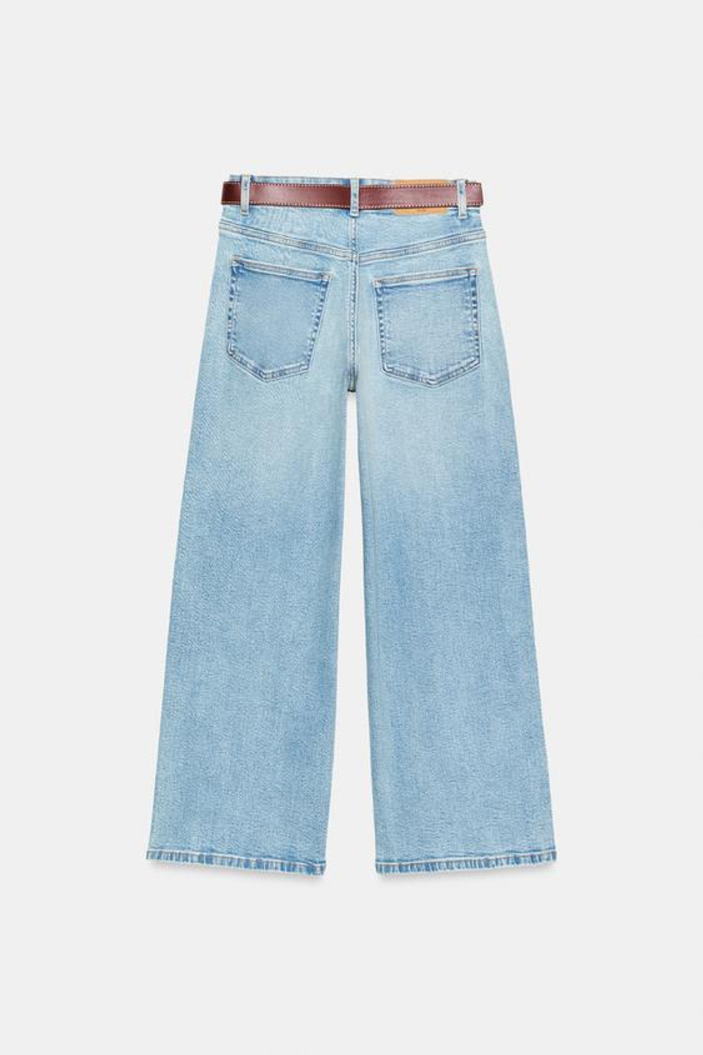 ZARA ДЖИНСЫ Z.10 КЮЛОТЫ С ВЫСОКОЙ ПОСАДКОЙ И РЕМНЕМ, ГОЛУБОЙ