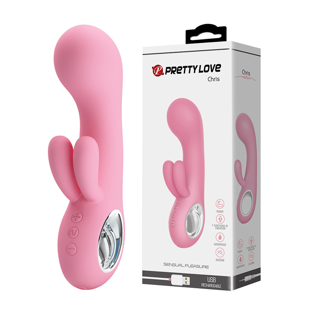 Розовый компактный вибратор-кролик 15,4см Pretty Love Chris Pink BI-014507-1