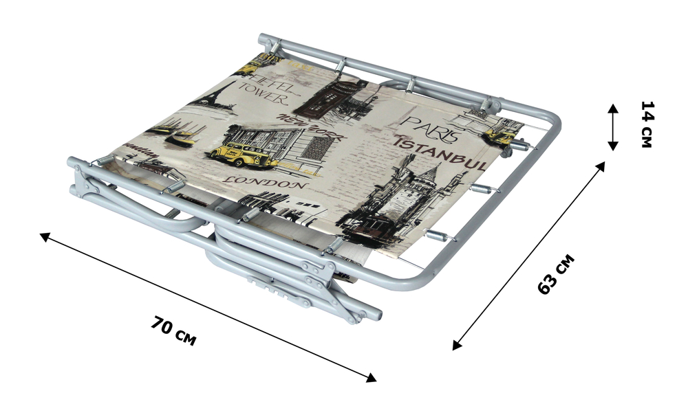 Кровать раскладная Юниор жесткая арт.С89/89 (цвет ткани бежевый рис.город (4 шт. в уп.)