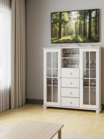 Сервант шкаф витрина Бритта двухдверный, белый, стеклянный, с полками, массив сосны, 128х113х32