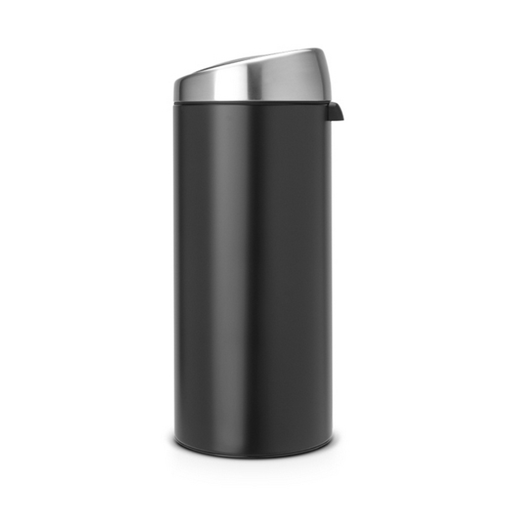 Ведро для мусора Brabantia Touch Bin матовый черный крышка матовая с защитой от отпечатков пальцев 30л вид сбоку