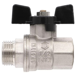 Кран VIEIR шаровый 3/4" ВВ, бабочка, никель, черный (96/12) VP220-02