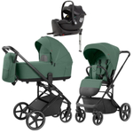 Коляска Carrello Alfa CRL-6522 2025 Ammonite AY329 Pro Absolute Black с базой Isofix 4 в 1 Meadow Green