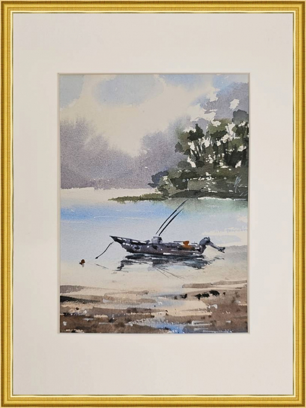 Картина авторская акварельная в паспарту 21х30 см на стену для интерьера "В ожидании..."