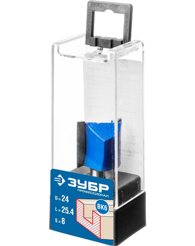 ЗУБР 24 x 25 мм, хвостовик 8 мм, фреза пазовая прямая, Профессионал (28753-24-25)