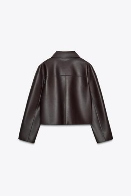 ZARA КОРОТКАЯ КУРТКА ИЗ ИСКУССТВЕННОЙ КОЖИ, БУРГУНДИ