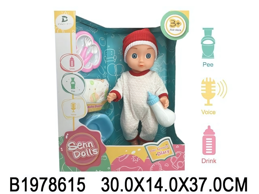 Пупс функциональный с аксесс., коробка SNB168D