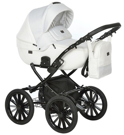 Детская коляска Indigo Porto Classic 14 2 в 1 Po 07 белая кожа+белый узор