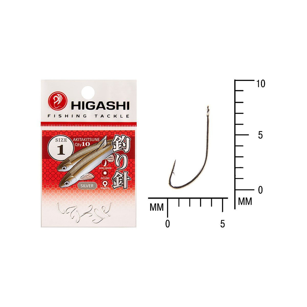 Крючок одинарный HIGASHI Akitakitsune ringed #1 Silver