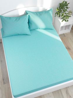 Простынь на резинке Сказка "Вязание лазурное" 160х200 см, перкаль