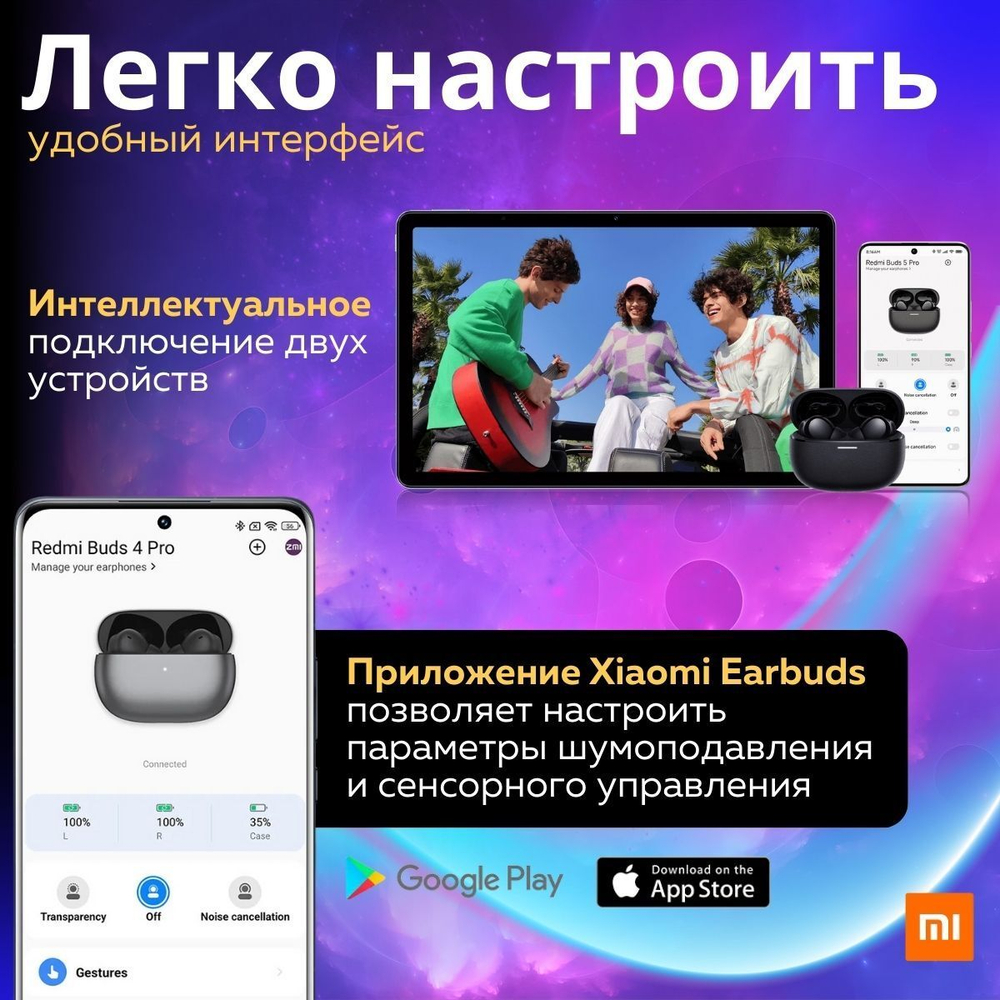 Наушники беспроводные Xiaomi Redmi Buds 4 Pro Global (M2132E1) White